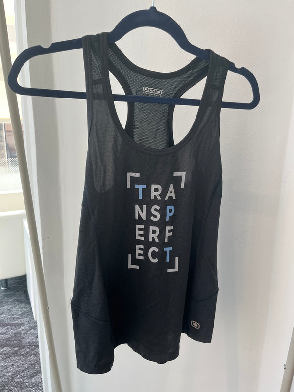 V-Shirt: Grey TransPerfect V-Neck Stretch Tank (Women's)