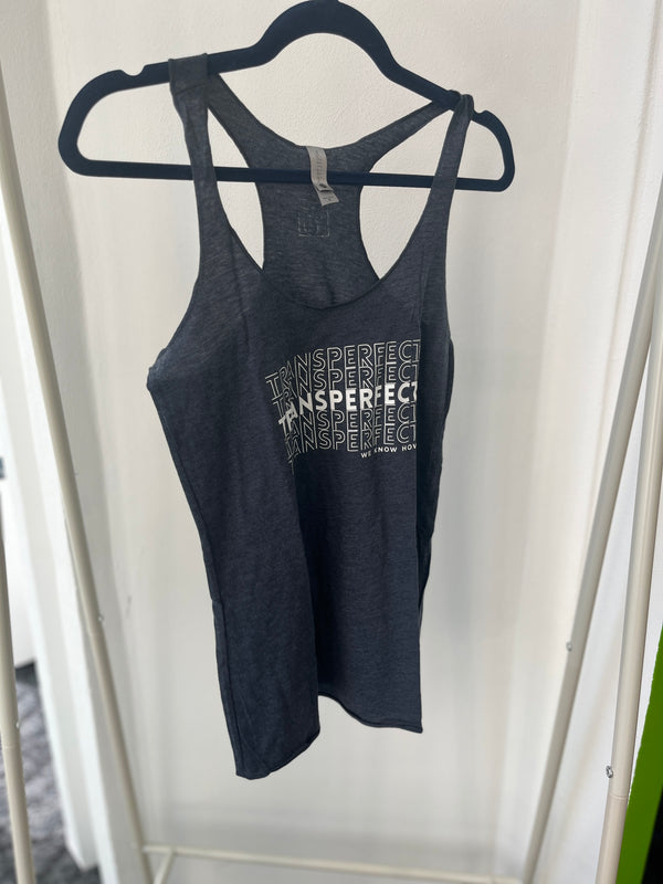 V-Shirt: Dark Blue/Grey TransPerfect Tank Top (Women's)